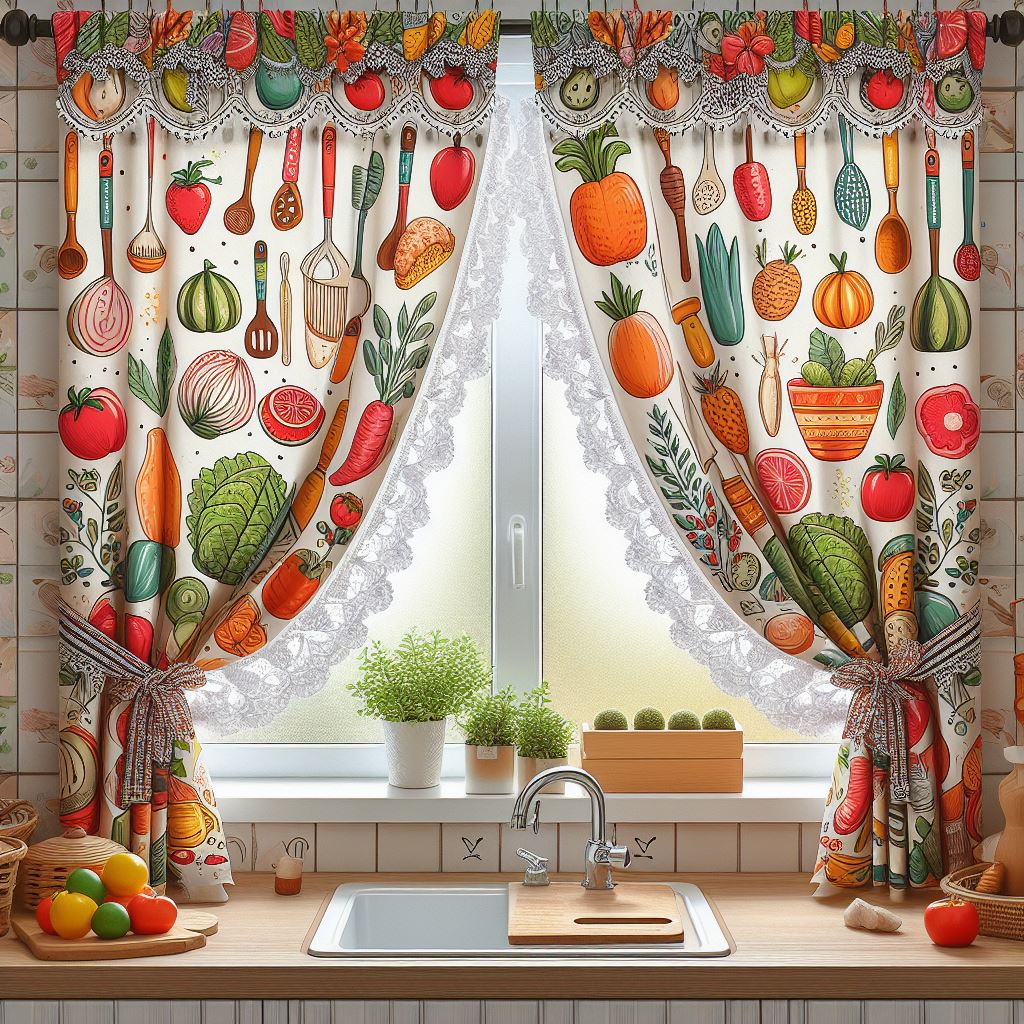 Какие дополнительные элементы можно добавить к шторам в кухне фото
